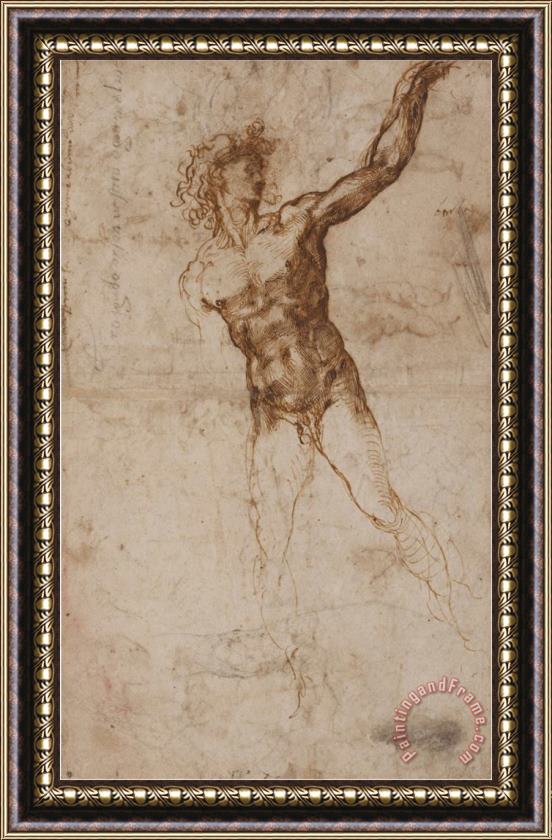 Michelangelo Buonarroti Michelangelo a Youth Beckoning Framed Painting
