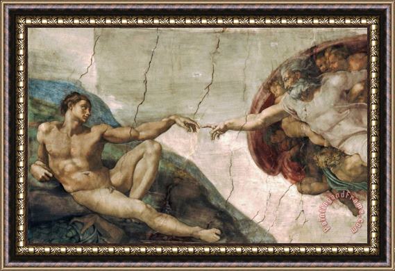 Michelangelo Buonarroti Michelangelo Creation of Adam Art Poster Print Framed Painting