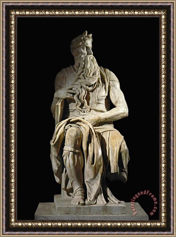 Michelangelo Buonarroti Moses From The Tomb of Pope Julius II in San Pietro in Vincoli Rome Framed Painting