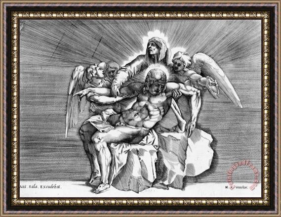 Michelangelo Buonarroti Pieta Engraved by Giulio Sanuto Engraving Framed Print