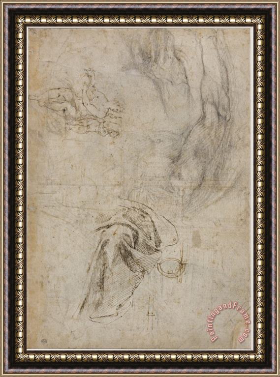 Michelangelo Buonarroti Scheme for The Decoration of The Ceiling of The Sistine Chapel C 1508 Framed Print