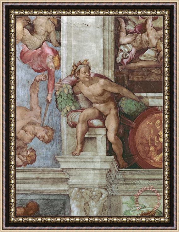 Michelangelo Buonarroti Sistine Chapel Ceiling 1508 12 Expulsion of Adam And Eve From The Garden of Eden Ignudo Framed Print