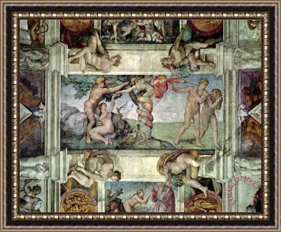 Michelangelo Buonarroti Sistine Chapel Ceiling 1508 12 Expulsion of Adam And Eve From The Garden of Eden Framed Print