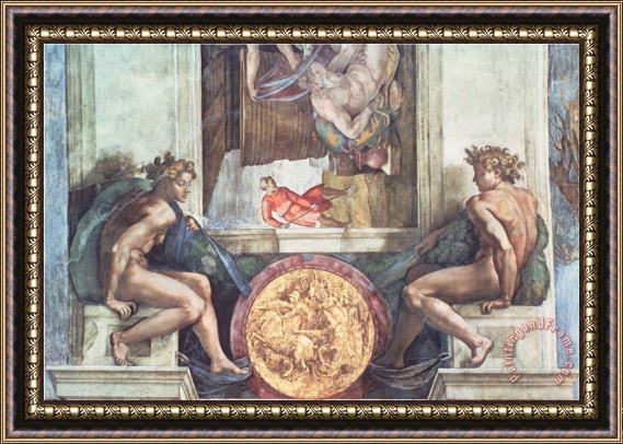 Michelangelo Buonarroti Sistine Chapel Ceiling Ignudi Framed Print