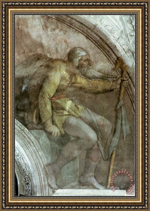 Michelangelo Buonarroti Sistine Chapel Ceiling One Of The Ancestors Of God Framed Print By Michelangelo Buonarroti