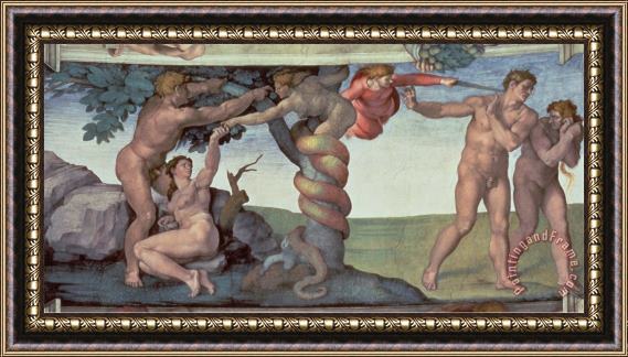 Michelangelo Buonarroti Sistine Chapel Ceiling The Fall of Man 1510 Framed Painting