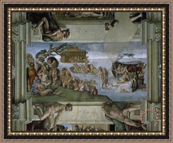 Michelangelo Buonarroti Sistine Chapel Ceiling The Flood 1508 12 Framed Print