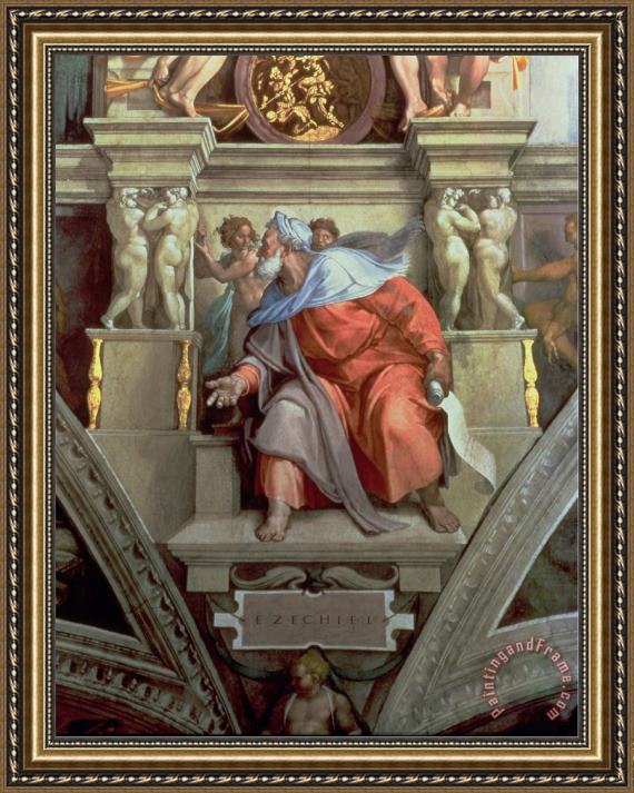 Michelangelo Buonarroti Sistine Chapel Ceiling The Prophet Ezekiel 1510 Framed Print By Michelangelo Buonarroti