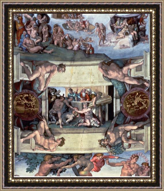Michelangelo Buonarroti Sistine Chapel Ceiling The Sacrifice of Noah 1508 10 Framed Painting