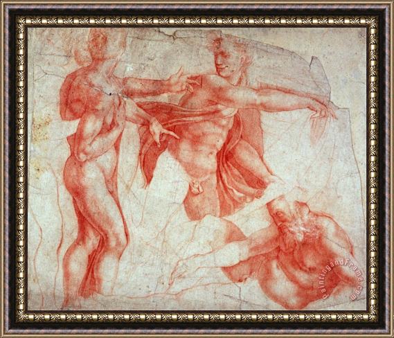 Michelangelo Buonarroti Studies of Male Nudes Framed Print