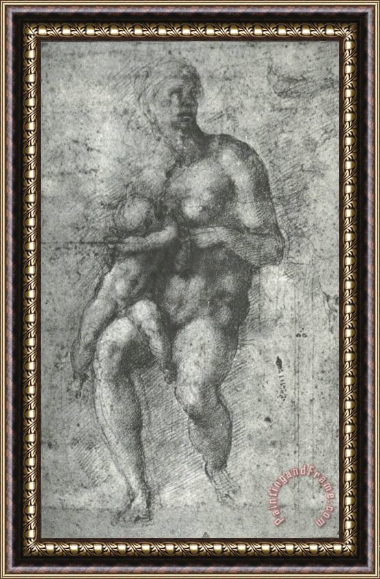 Michelangelo Buonarroti Study for a Holy Family with The Infant St John 1534 Framed Painting