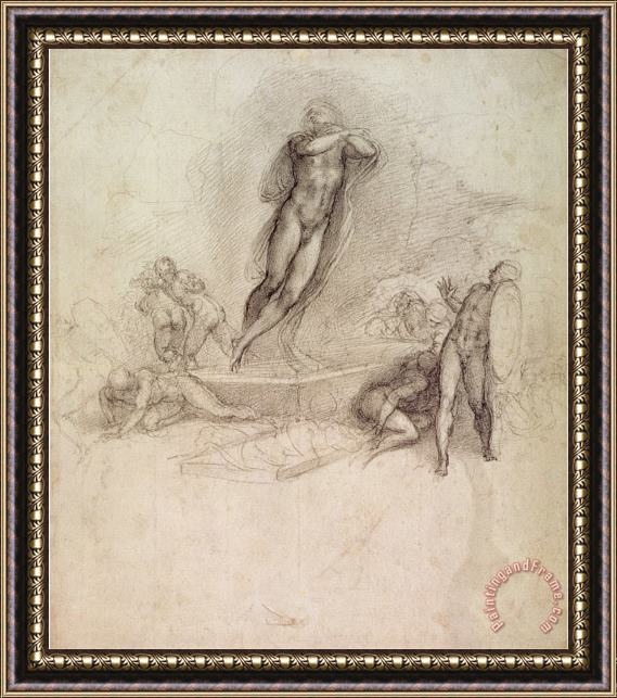 Michelangelo Buonarroti Study for an Ascension Framed Painting