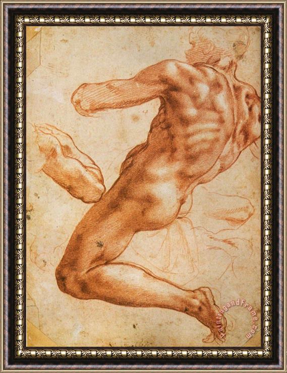 Michelangelo Buonarroti Study for an Ignudo Framed Painting
