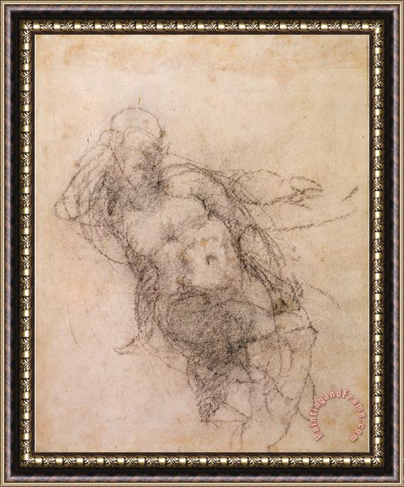 Michelangelo Buonarroti Study for Noah in The Drunkenness of Noah 1508 12 Framed Print