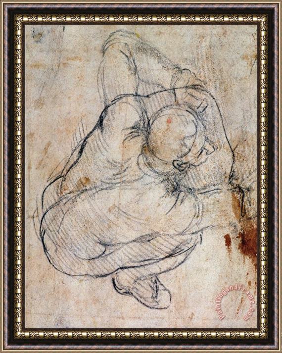 Michelangelo Buonarroti Study for The Last Judgement Framed Painting