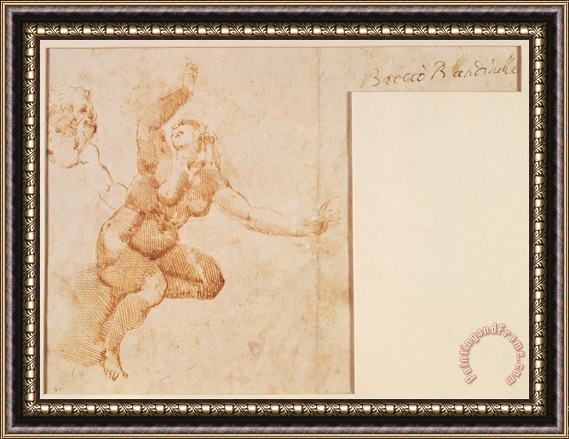 Michelangelo Buonarroti Study of a Female Nude Framed Painting