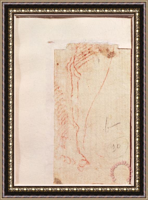 Michelangelo Buonarroti Study of Christ S Feet Nailed to The Cross Framed Painting
