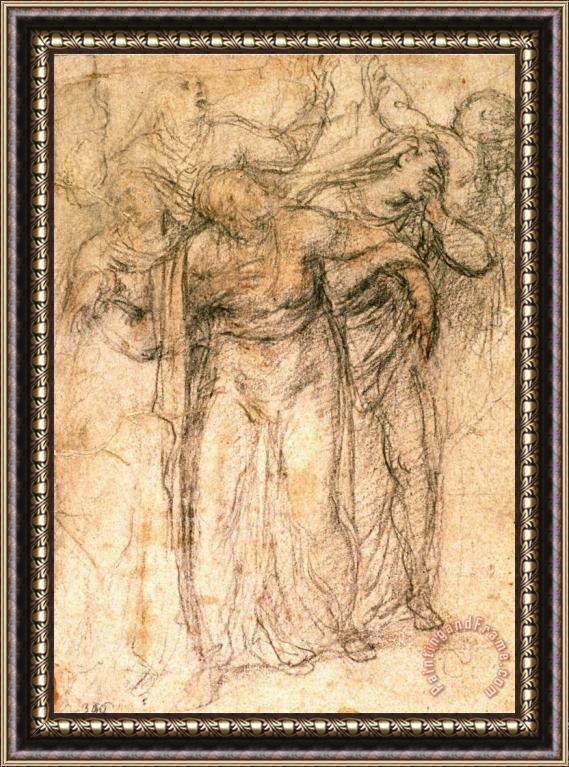 Michelangelo Buonarroti Study of Mourning Women Framed Print