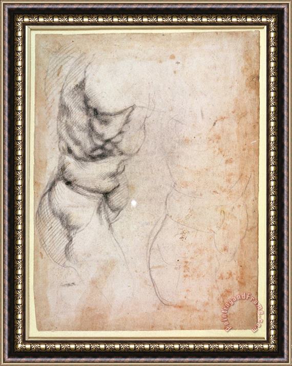Michelangelo Buonarroti Study of Torso And Buttock Framed Painting