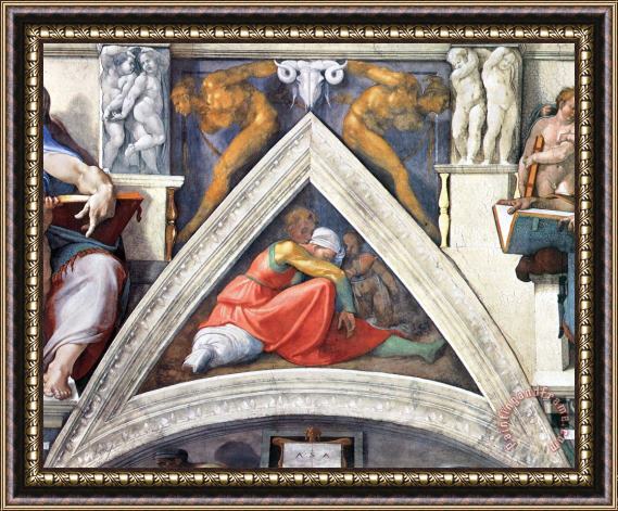 Michelangelo Buonarroti The Ancestors of Christ Asa 1509 Framed Painting