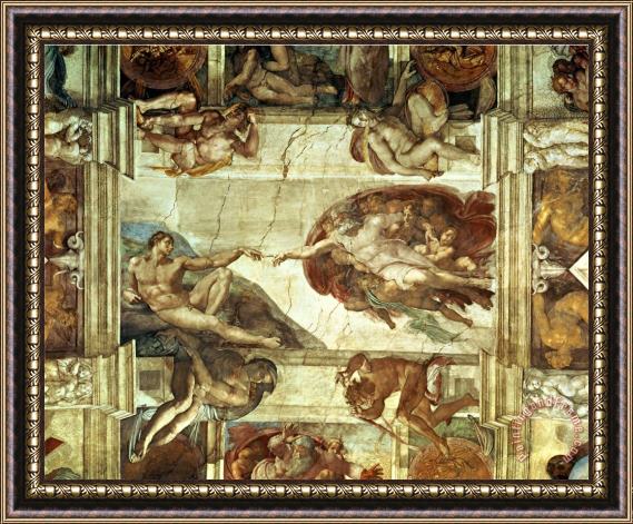 Michelangelo Buonarroti The Creation of Adam Detail From The Sistine Ceiling 1511 12 Fresco Framed Print