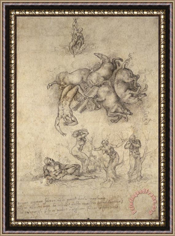 Michelangelo Buonarroti The Fall of Phaeton 1533 Framed Print