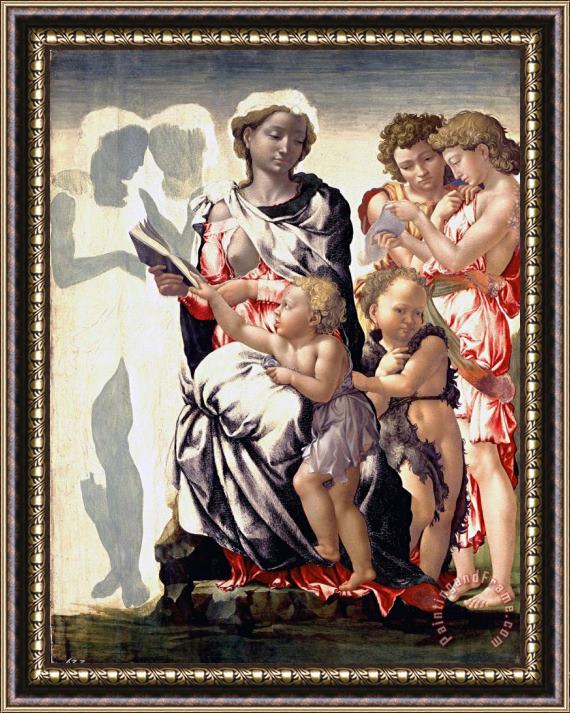 Michelangelo Buonarroti The Madonna And Child with Saint John And Angels Framed Painting