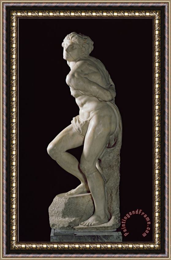 Michelangelo Buonarroti The Rebellious Slave 1513 15 Framed Painting