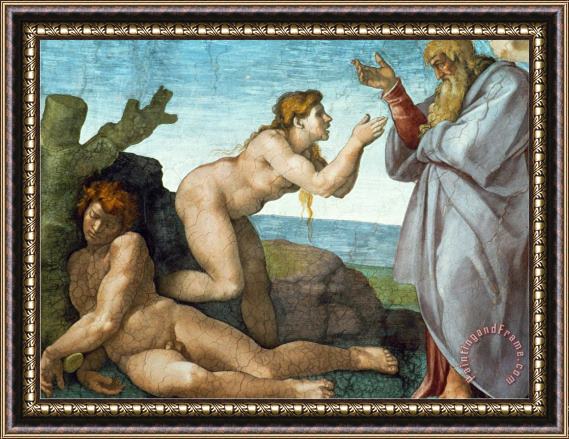 Michelangelo Buonarroti The Sistine Chapel Ceiling Frescos After Restoration The Creation of Eve Framed Print