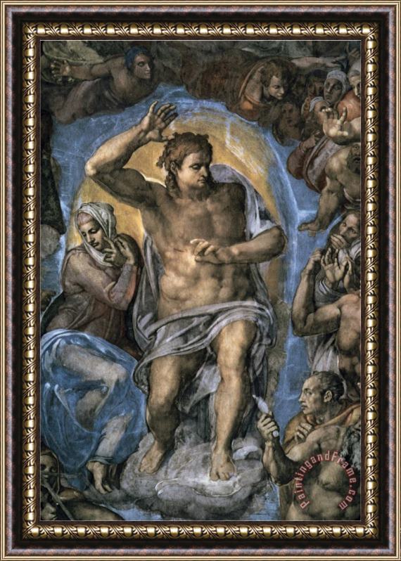 Michelangelo Buonarroti The Virgin Trying to Intercede with Christ Framed Painting