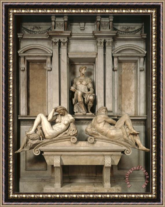 Michelangelo Buonarroti Tomb of Giuliano De Medici 1520 34 Framed Painting