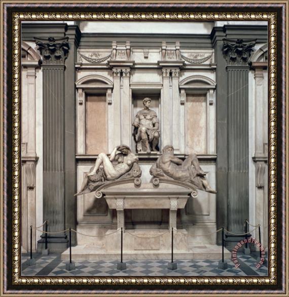 Michelangelo Buonarroti Tomb of Giuliano De Medici Duke of Nemours with The Figures of Day And Night 1533 Framed Print