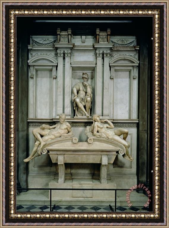 Michelangelo Buonarroti Tomb of Lorenzo De Medici Framed Painting