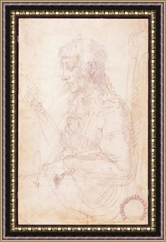 Michelangelo Buonarroti W 40 Sketch of a Female Figure Framed Painting