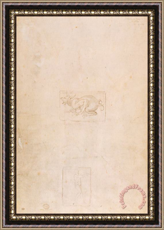 Michelangelo Buonarroti W 54 Study of a Dragon Framed Print