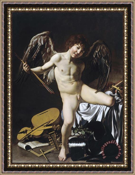 Michelangelo Merisi da Caravaggio Cupid As Victor Framed Painting