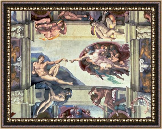 Michelangelo Sistine Chapel Ceiling Creation of Adam Framed Painting
