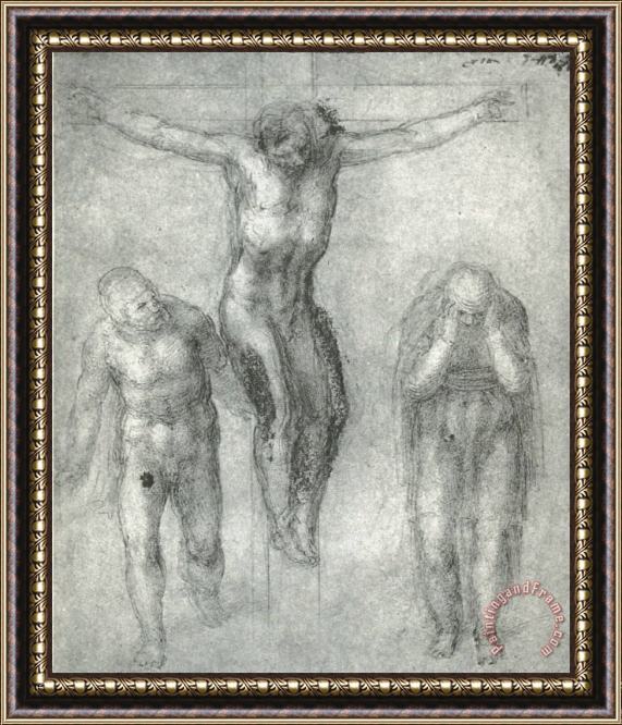 Michelangelo Study for Christ on The Cross with Mourners Framed Painting