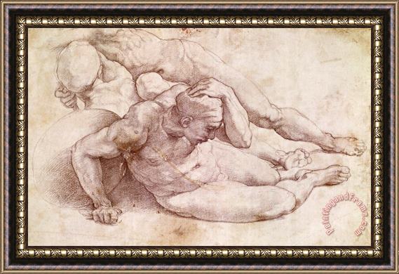 Michelangelo Study of Three Male Figures Framed Print