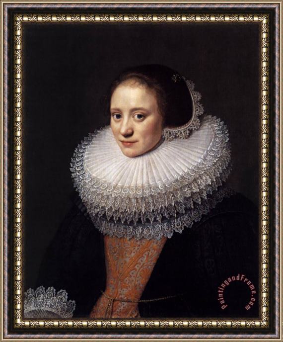 Michiel Jansz. Van Miereveld Portrait of a Woman Framed Painting