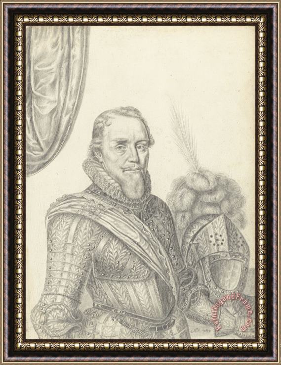 Michiel Jansz. Van Mierevelt Portret Van Prins Maurits in Wapenrusting, Ten Halven Lijve Framed Painting