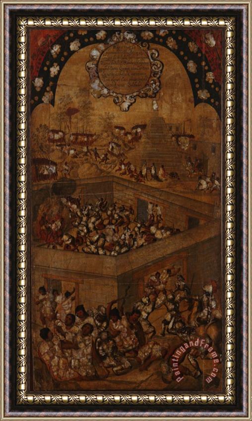 Miguel Gonzales The Conquest of Mexico. Tabla VII Framed Painting