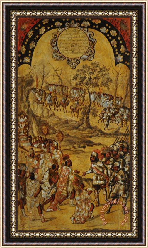 Miguel Gonzales The Conquest of Mexico. Tabla VIII Framed Painting