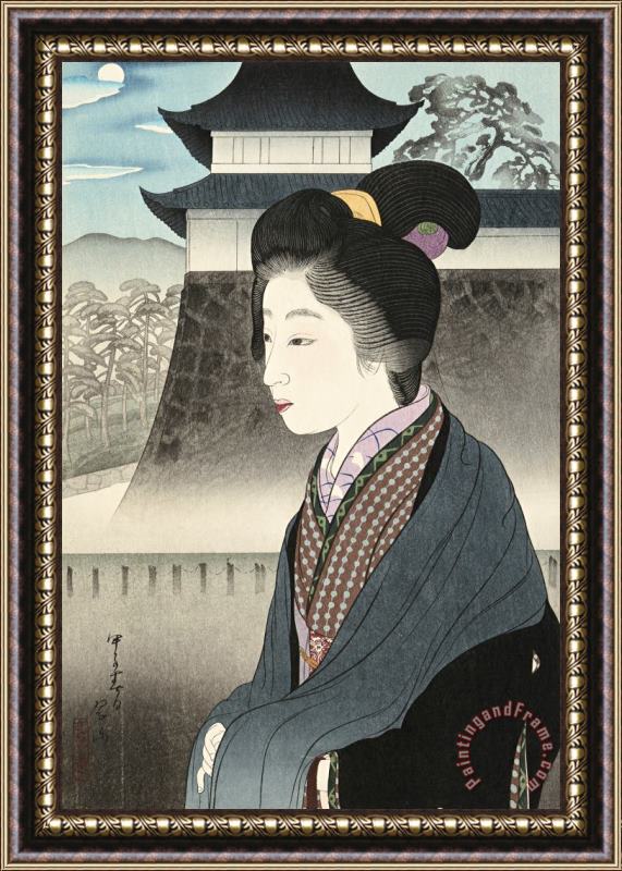 Miki Suizan Moonlight at Nijo Castle (nijo Jo No Tsuki) Framed Painting