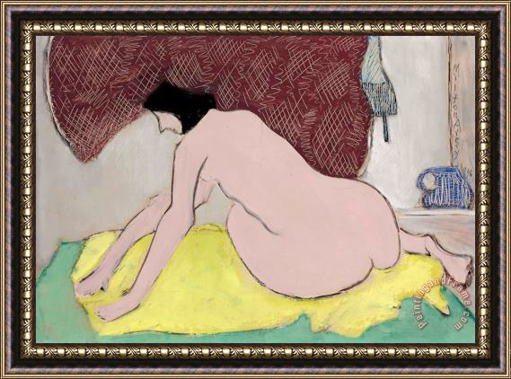 Milton Avery Nude on a Yellow Blanket Framed Print
