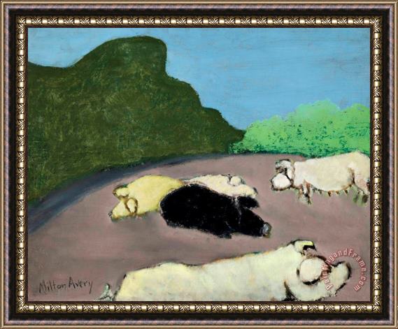 Milton Avery Pigs No. 2, 1939 Framed Painting