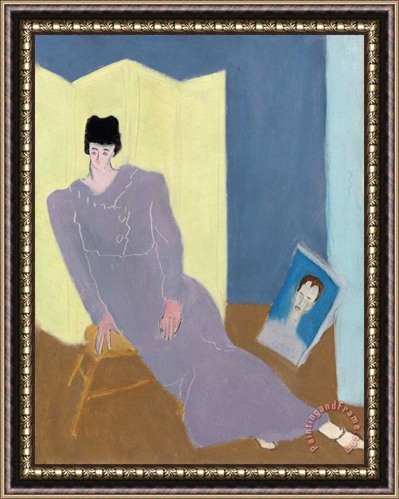 Milton Avery Sally Avery with a Self Portrait of Milton Avery Framed Painting