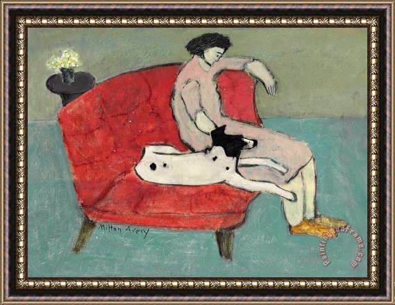 Milton Avery Seated Woman with Dog Framed Painting