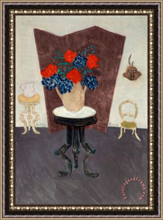 Milton Avery Still Life, Table And Screen, 1943 Framed Painting