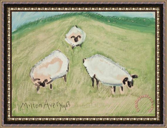 Milton Avery Three Sheep, 1963 Framed Painting